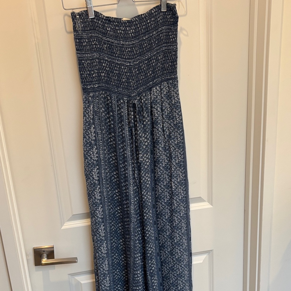 Blue Strapless Jumpsuit